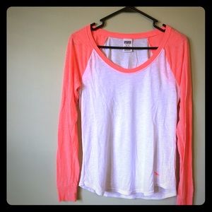 Bright orange PINK baseball tee